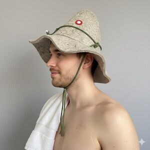 Russian Sauna Wool Elf / Witch Hat w/ Chin Cord - Unisex 🧖🏼‍♂️